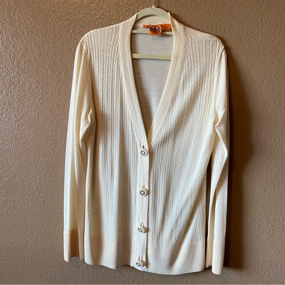 Tory Burch 100% Wool Cable-Knit Cardigan - Picture 1 of 3